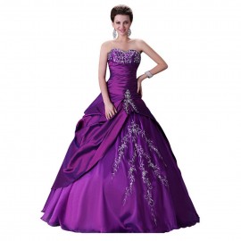  Royal  fashion and Elegant Beading Purple Party Gown Long Wedding Dress Bridal Dress or Ball Gown CL2515